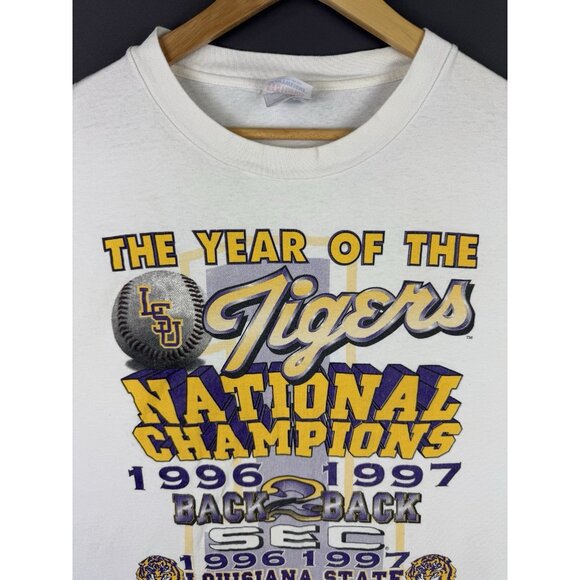 Vintage 1996 1997 LSU Tigers Baseball Back 2 Back Champions Louisiana State Rare - Picture 3 of 16